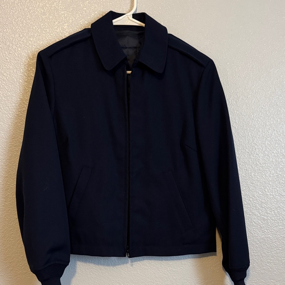 Women's Navy Bomber Jacket - Classic Zip Front